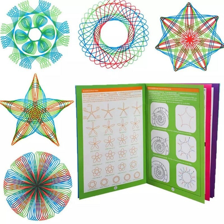 "Klassieke spirograaf tekenset, kleurrijke geometrische patronen, creativiteit voor kinderen, eenvoudige en duurzame set."