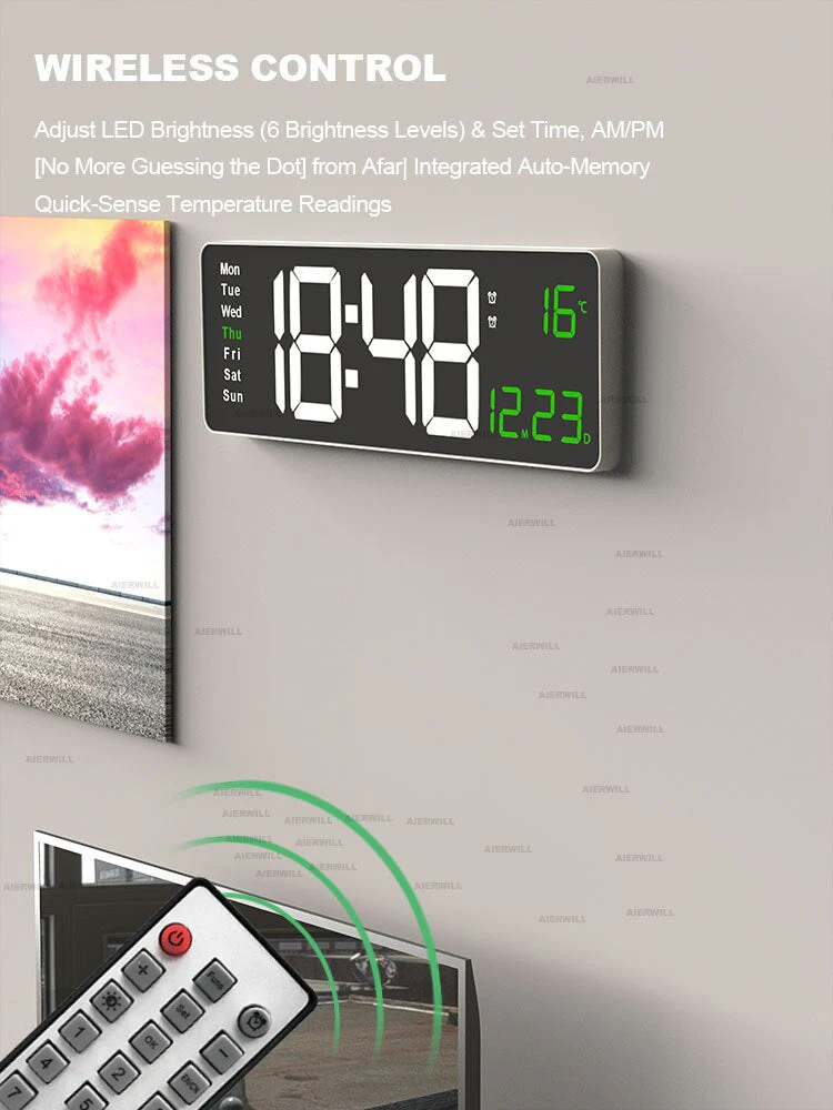 "Kleurrijke acryl digitale klok met helder LED-display, perfect voor elke kamer. USB oplaadbaar, past in modern interieur."