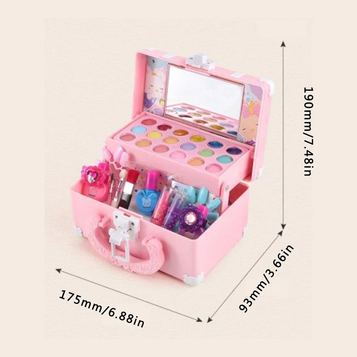 "Kleurrijke make-up set voor kinderen met lippenstift en oogschaduw, veilig en niet-toxisch voor creatief speelplezier."