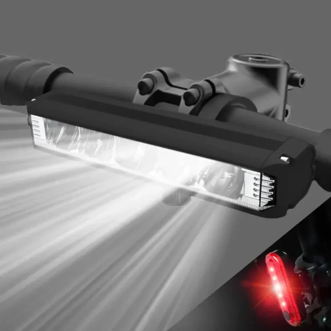 "Krachtige 1400 lumen fiets voorlicht, USB oplaadbaar, duurzaam, weersbestendig, voor veilig fietsen in het donker."