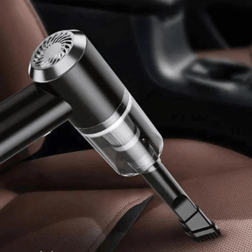 "Krachtige draadloze draagbare autostofzuiger met compact design, ideaal voor stof, vuil en dierenharen in de auto."