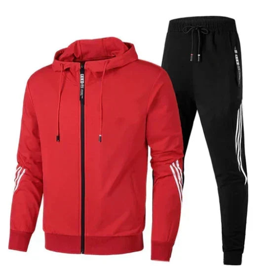Tweedelig heren trainingspak voor ultiem comfort. Perfect voor sport, relaxen en dagelijks gebruik. Katoenmix.