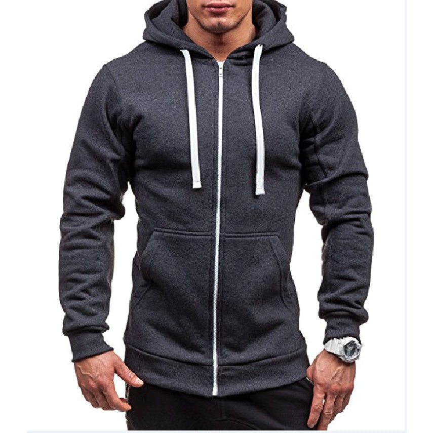 Lars heren winddichte hoodie met rits in donkergrijs