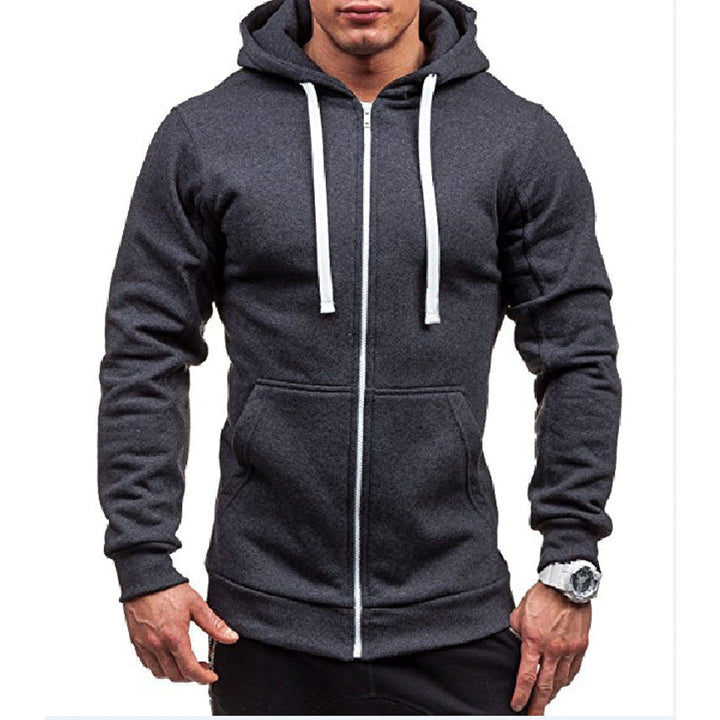 Lars heren winddichte hoodie met rits in donkergrijs
