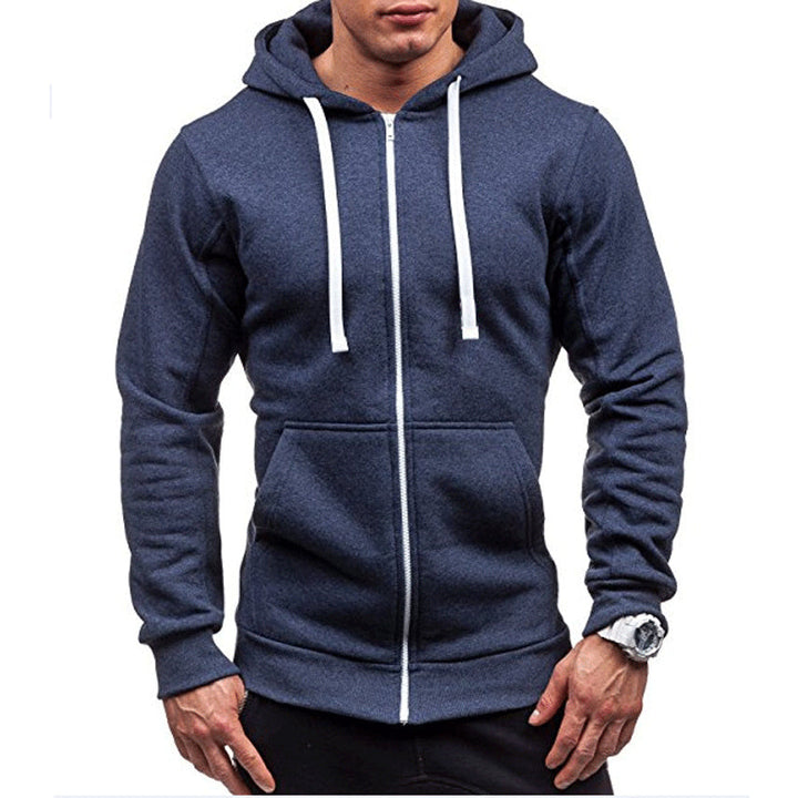 Lars heren winddichte hoodie met rits in marineblauw