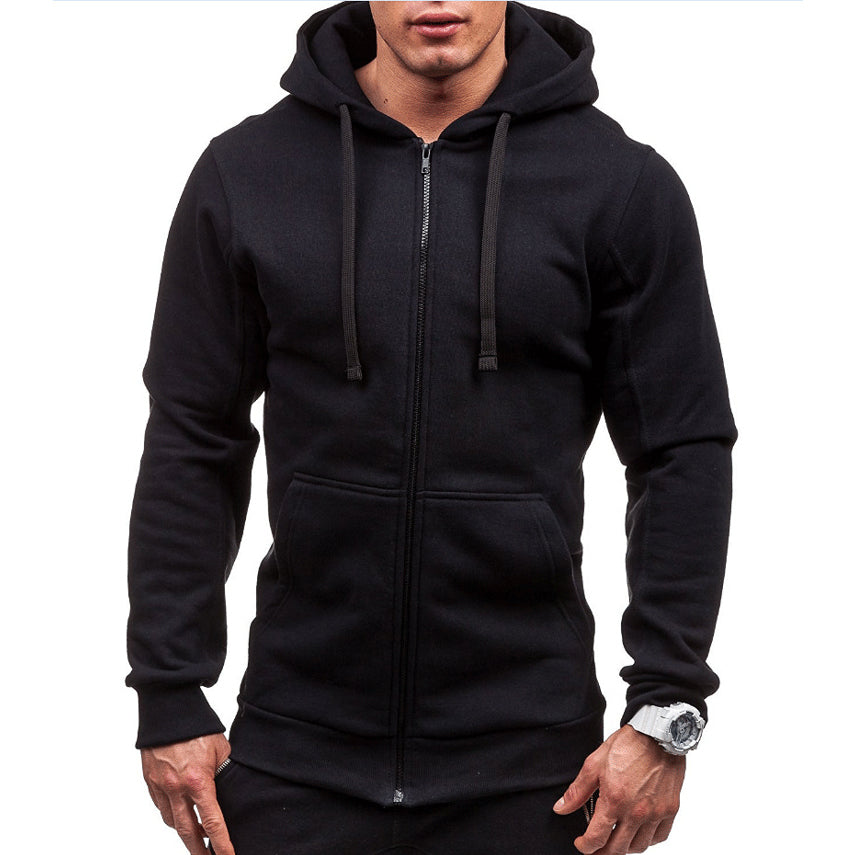 Lars heren winddichte hoodie met rits in zwart