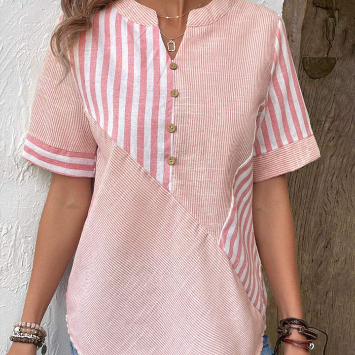 Stijlvolle damesblouse met strepen getoond in groen