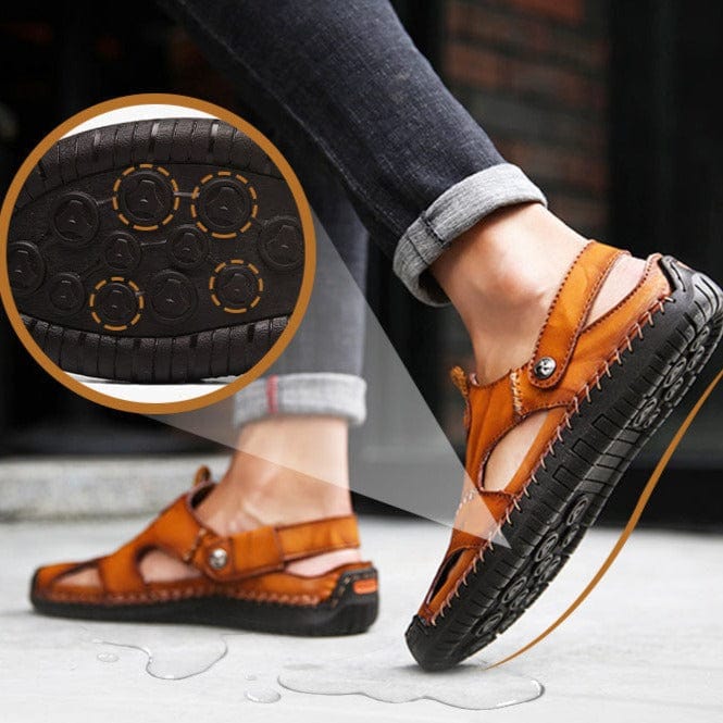 "Leren sandalen heren, tijdloze stijl en comfort, bruin leer, Romeins geïnspireerd, antislipzool, zomerschoeisel"