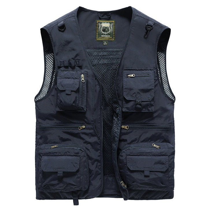 "Lichtgewicht ademend outdoorvest met meerdere zakken, ideaal voor wandelen en kamperen. Stijlvol en functioneel ontwerp."