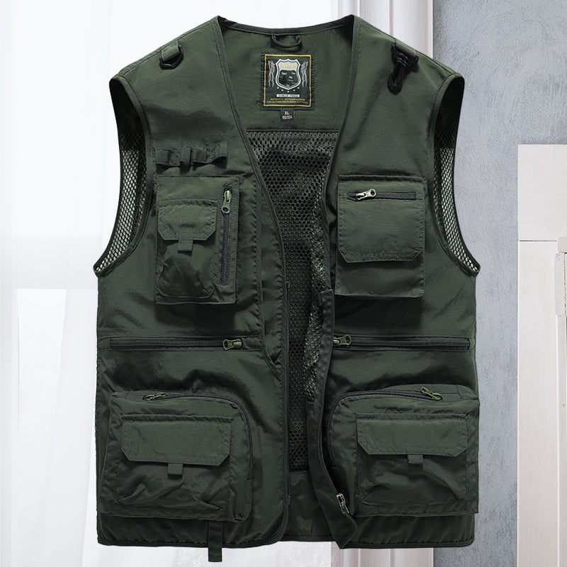 Praktische multi-pocket heren bodywarmer. Perfect visvest of wandelvest voor outdoor kleding in lente/herfst.