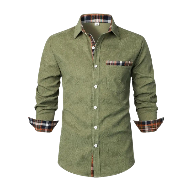 Heren casual overhemd met lange mouwen in de kleur groen