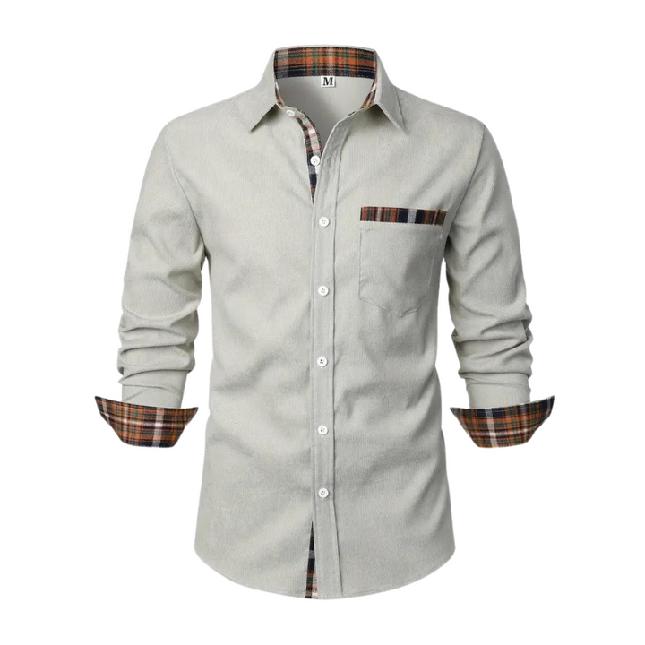 Heren casual overhemd met lange mouwen in de kleur lichtgrijs