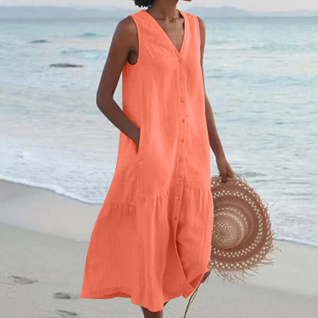 "Luchtige, stijlvolle zomerjurk met flatterende pasvorm en levendige prints voor vrouwen, perfect voor warme dagen."