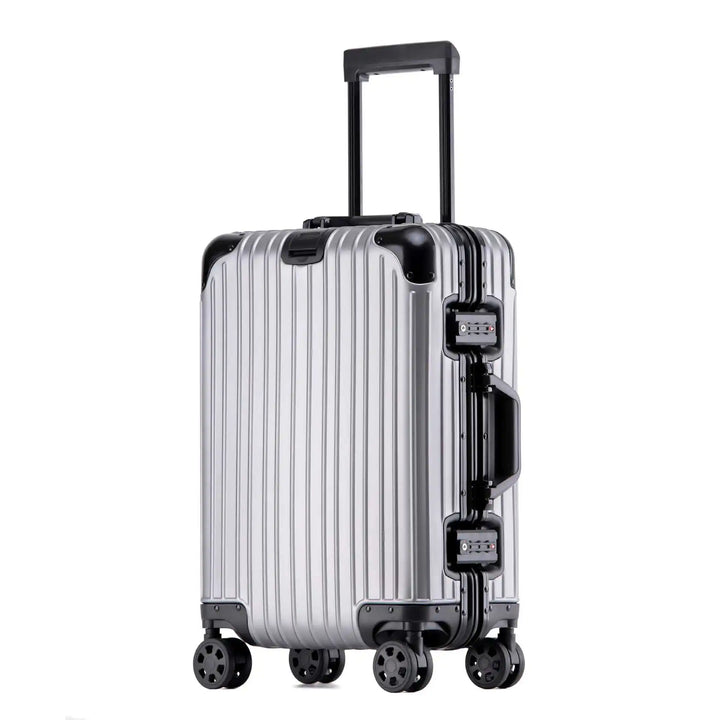 Hoogwaardige aluminium-magnesium hardshell reiskoffer. Duurzaam, veilig en perfect voor reizen.