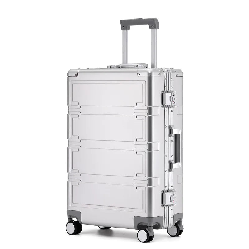 Luxe aluminium reiskoffer Pristina met soepele 360 graden wielen voor moeiteloze reisbagage.