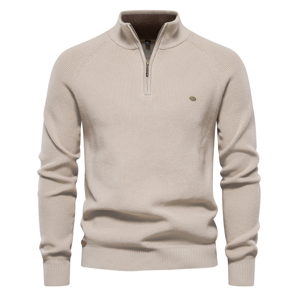 Comfortabele pasvorm van de luxe halfzip herentrui, benadrukt elegantie en bewegingsvrijheid voor dagelijks gebruik.