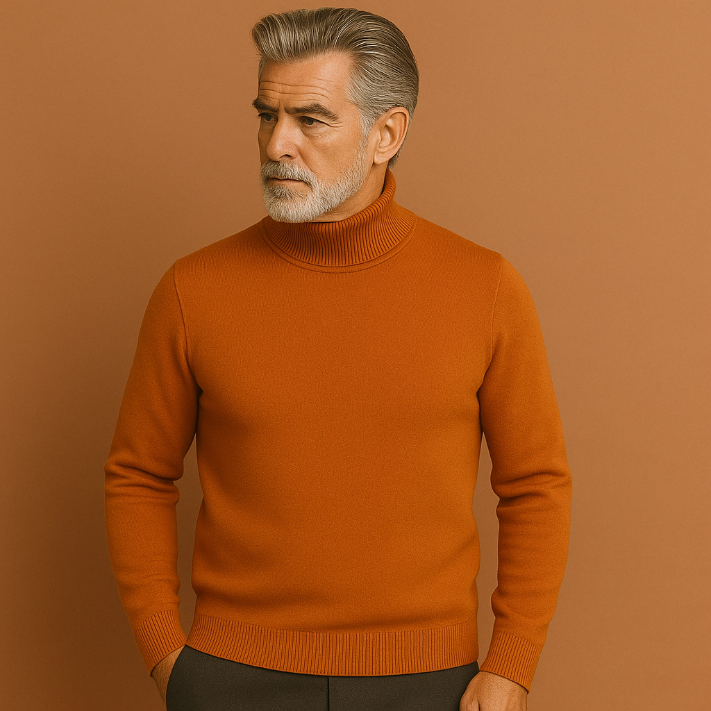 Tijdloze luxe herencoltrui, comfortabel en stijlvol. Perfecte trui voor herenmode in de winter.