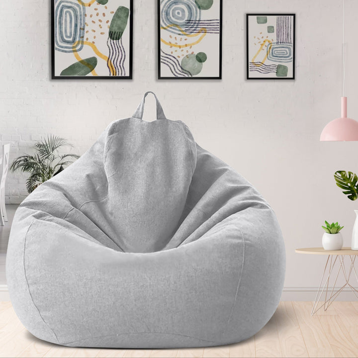 "Luxe linnen zitzak met vulling, ergonomisch, comfortabel, stijlvolle afwerking, voor woonkamer of slaapkamer inrichting."