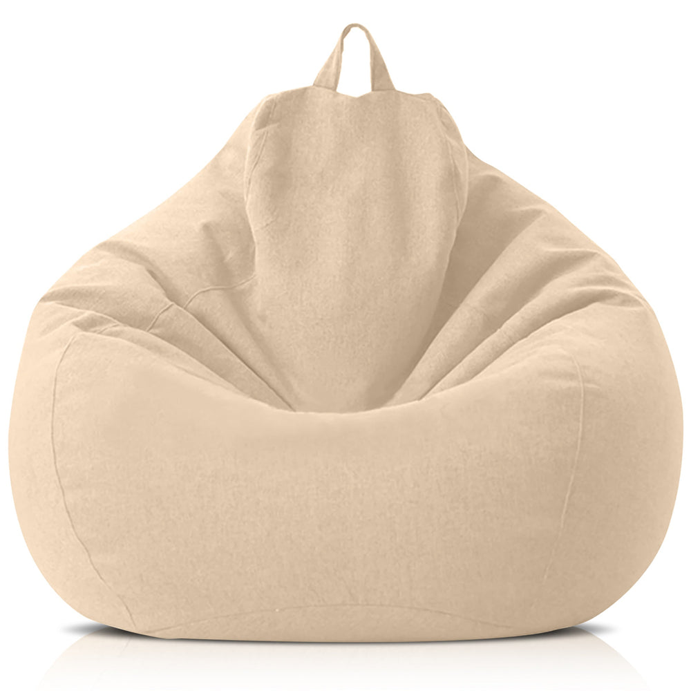 "Luxe linnen zitzak met vulling, ergonomisch, comfortabel, stijlvolle afwerking, voor woonkamer of slaapkamer inrichting."
