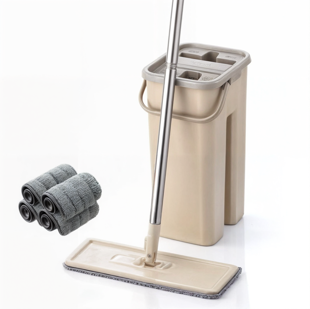 Magische Dweil Set met microvezel zwabber voor efficiënt schoonmaken zonder vuile handen.