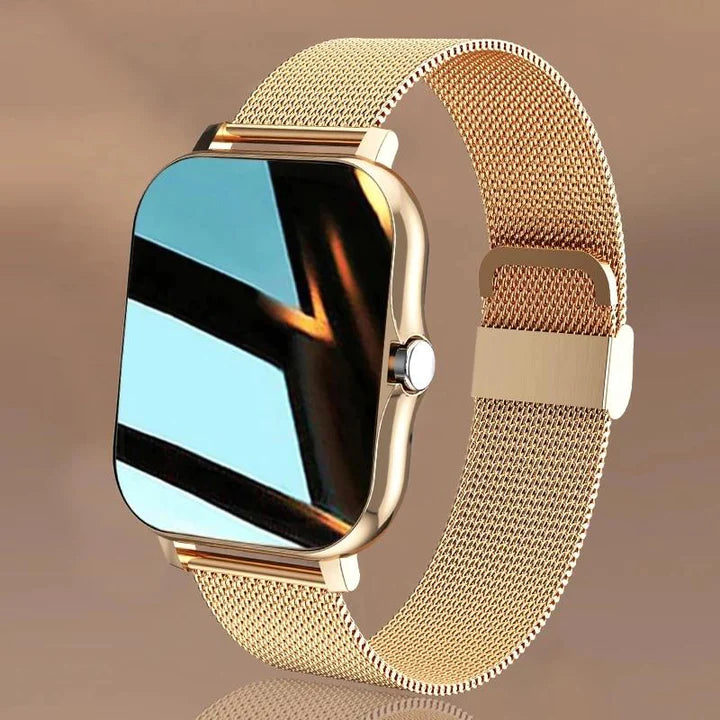 Elegante dames smartwatch met helder touchscreen, ideaal als mode-accessoire en geavanceerde fitness tracker.