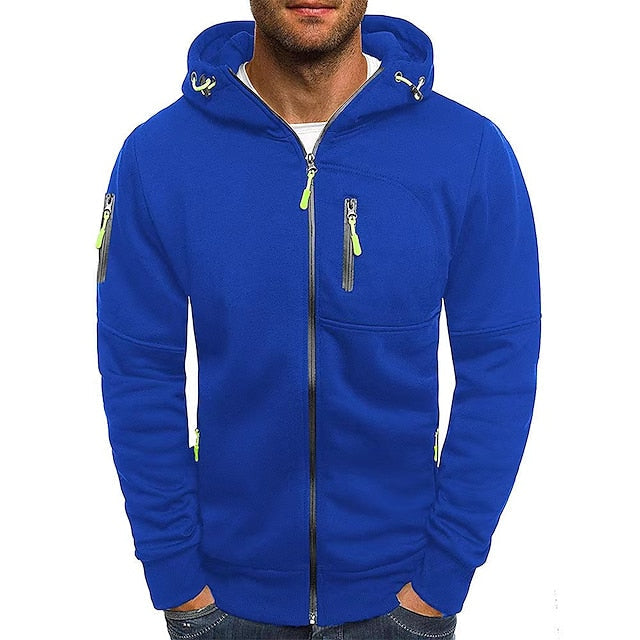 "Mannen hoodie met capuchon, zachte stof, moderne stijl, grijs, casual en outdoor, comfortabel met kangoeroezak"