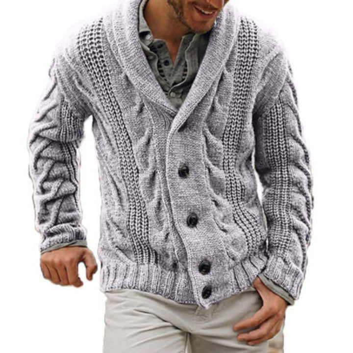 Comfortabel heren gebreid vest met knopen en warme sjaalkraag voor casual mode en herfstkleding
