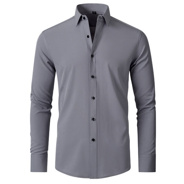 Kreukvrij herenoverhemd met stretch; ideaal voor zakelijk en casual gebruik, diverse kleuren beschikbaar.