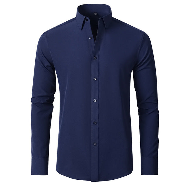 Modern elastisch herenoverhemd, lange mouwen; combineert stijl met ultiem draagcomfort.