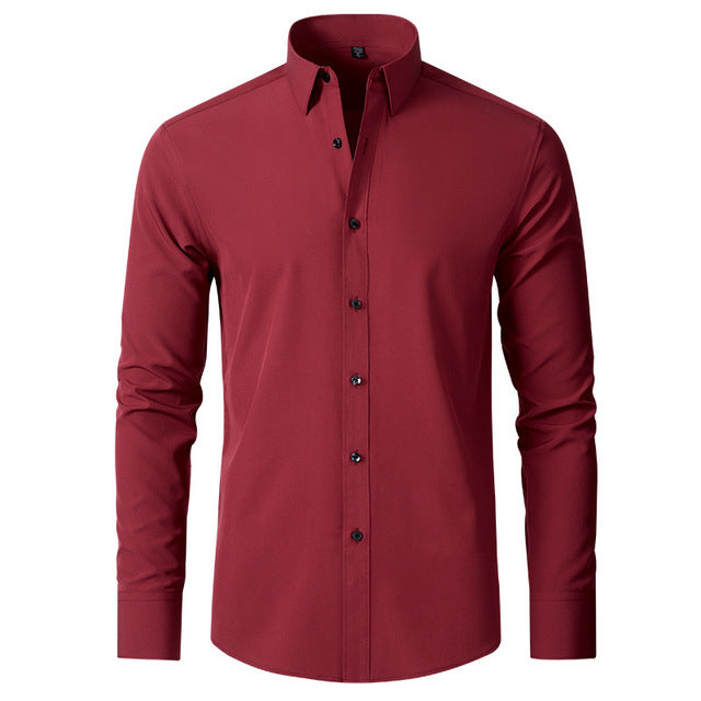 Herenoverhemd van stretchstof, lange mouwen; kreukvrij en ademend voor een frisse look.
