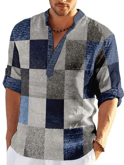 Casual heren poloshirt met button-neck sluiting en unieke 3D print. Ideaal voor lente en zomer.