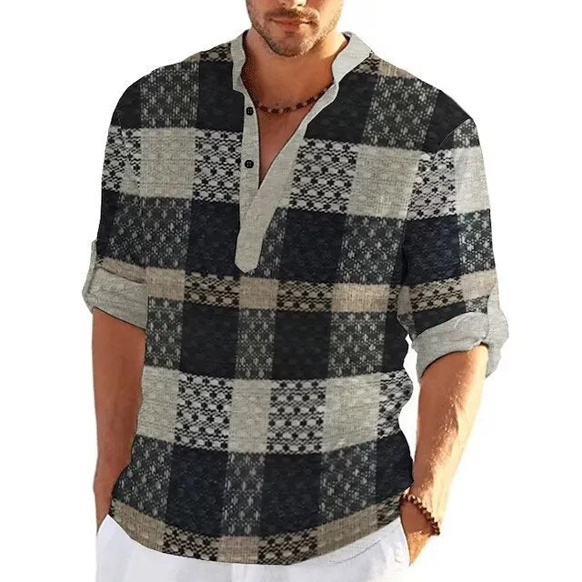 Lente/zomer heren poloshirt met button-neck en dynamische 3D print. Trendy casual kleding.