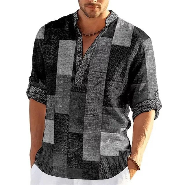 Heren poloshirt met 3D print, perfect voor een casual look. Button-neck model voor stijlvolle herenkleding.
