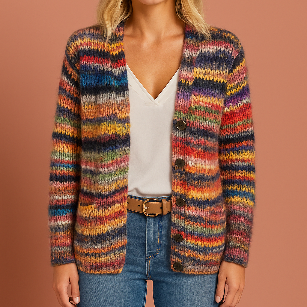 Modern kleurrijk dames vest met uniek design voor een modieuze en comfortabele casual look. Deel van de nieuwe collectie.