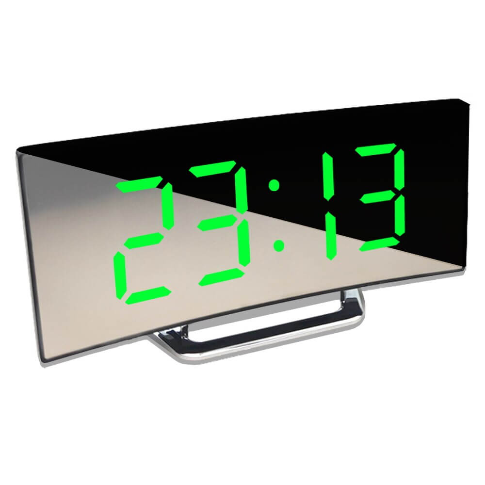 Moderne gebogen LED wekker met helder display voor optimale zichtbaarheid in slaapkamer of werkplek