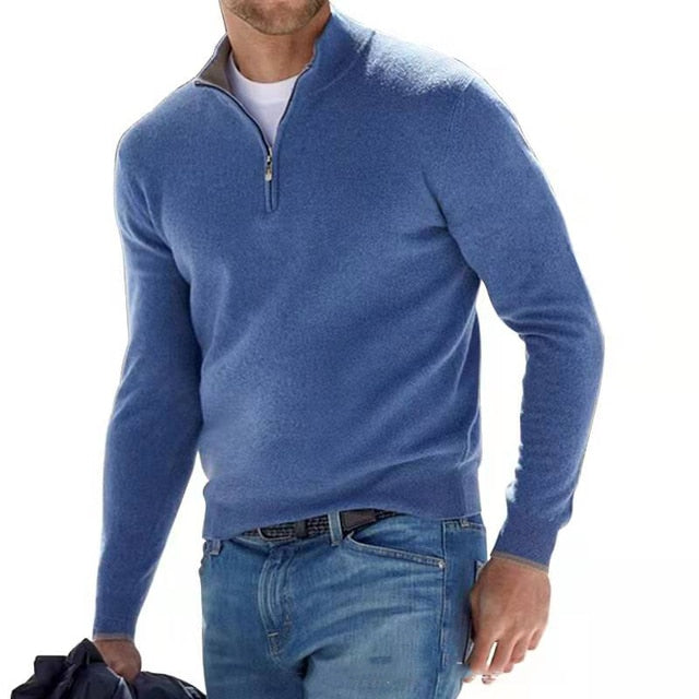 "Moderne half zip up trui voor mannen, zachte materialen, perfect voor herfst/winter. Stijlvol detail met halfrits."