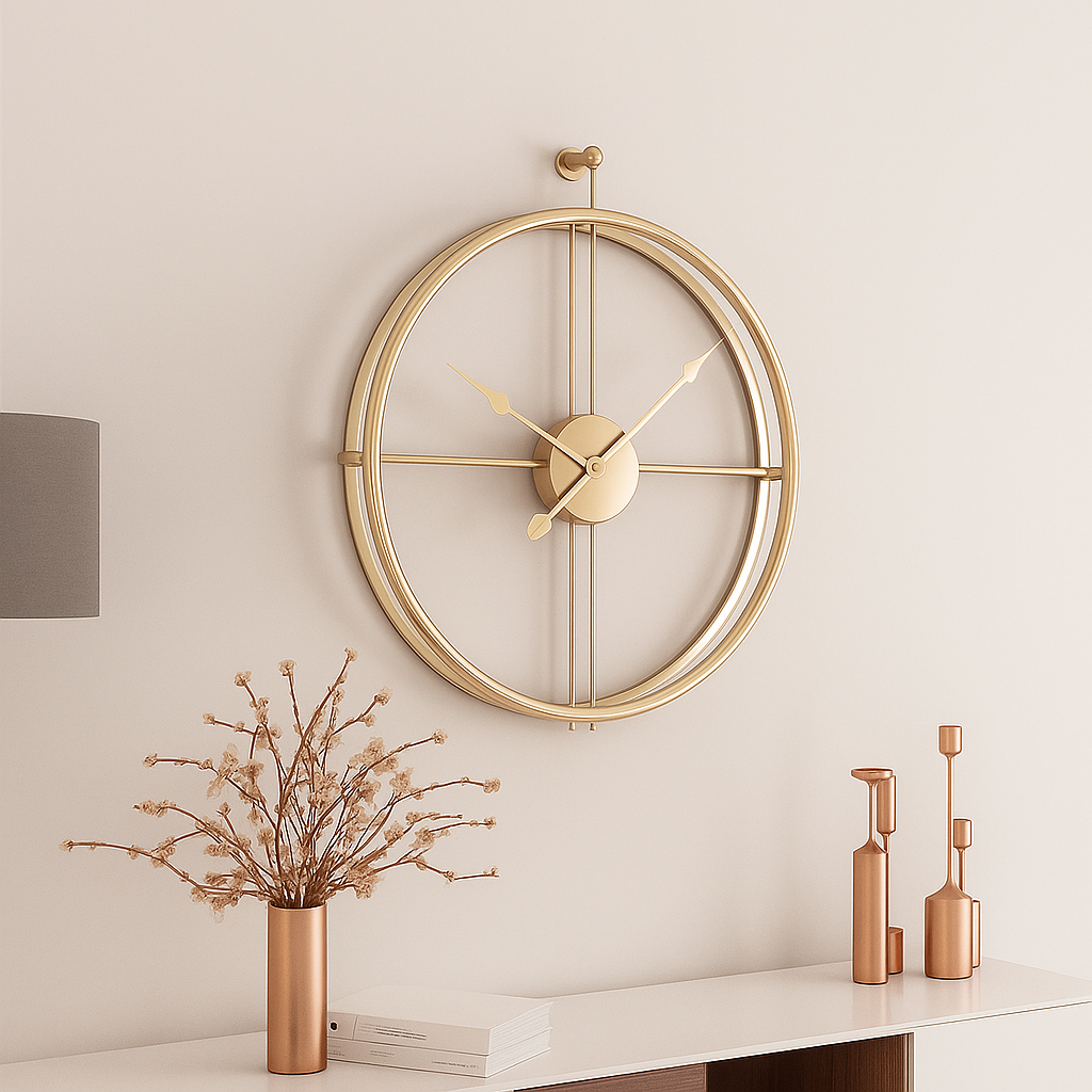 "Moderne zwarte/grijze wandklok met stil quartz uurwerk, elegant en minimalistisch design. Formaat: 55/60 cm diameter."