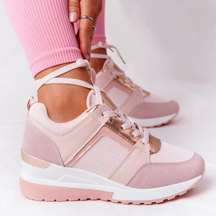 "Modieuze dames sneakers met plateauzool, ademend design in beige, grijs, roze, wit - GS Modern Walk"