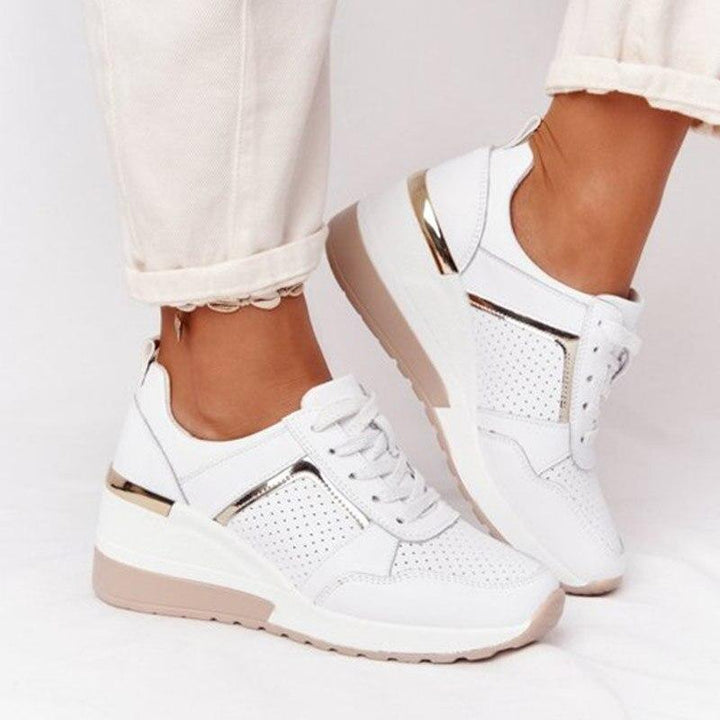 "Modieuze dames sneakers met plateauzool, ademend design in beige, grijs, roze, wit - GS Modern Walk"