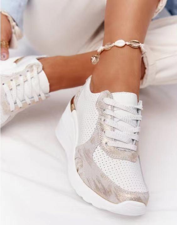 "Modieuze dames sneakers met plateauzool, ademend design in beige, grijs, roze, wit - GS Modern Walk"