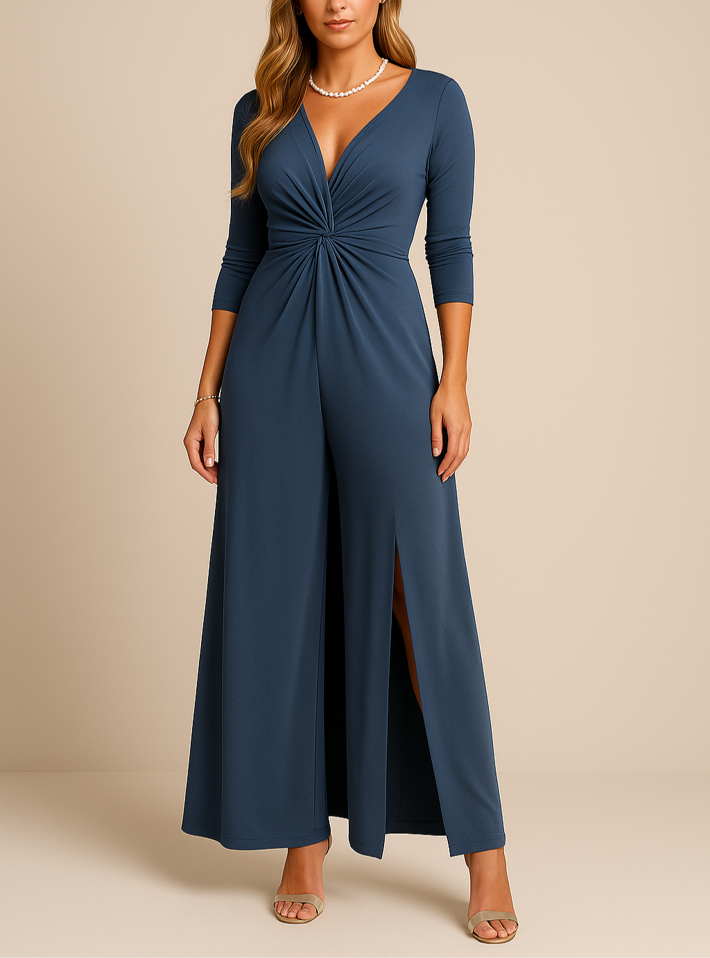 Chique tweedelige dames set, een comfortabel broekpak met lange mouw, perfect voor een elegante gelegenheid.