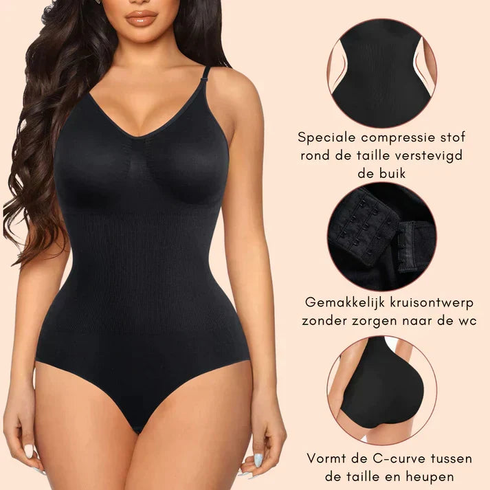 "Naadloze afslank bodysuit voor vrouwen, ondersteunt comfortabel met elegant design, perfect onder elke outfit."