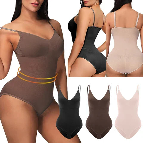 "Naadloze shapewear bodysuit met verstelbare spaghettibandjes, ingebouwde bh, in elastisch materiaal voor een gestroomlijnd s