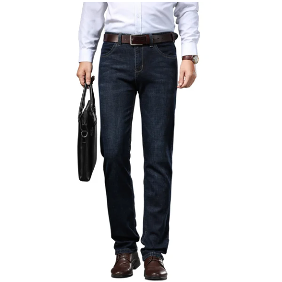 "Nauwsluitende heren jeans met stretch in blauwe tint, comfort en stijl, voor dagelijkse elegantie en veelzijdige looks."