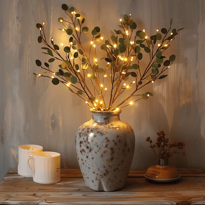 Olijftak verlichtingsdecoratie met 120 warme LED's, natuurlijke sfeer, realistische takken, ideaal voor interieurdecoratie.