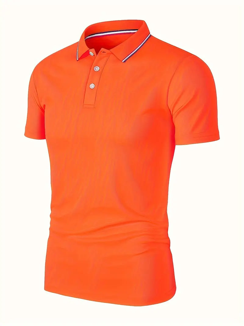 "Oranje herenpolo voor Koningsdag, ademend en sneldrogend, casual stijl"