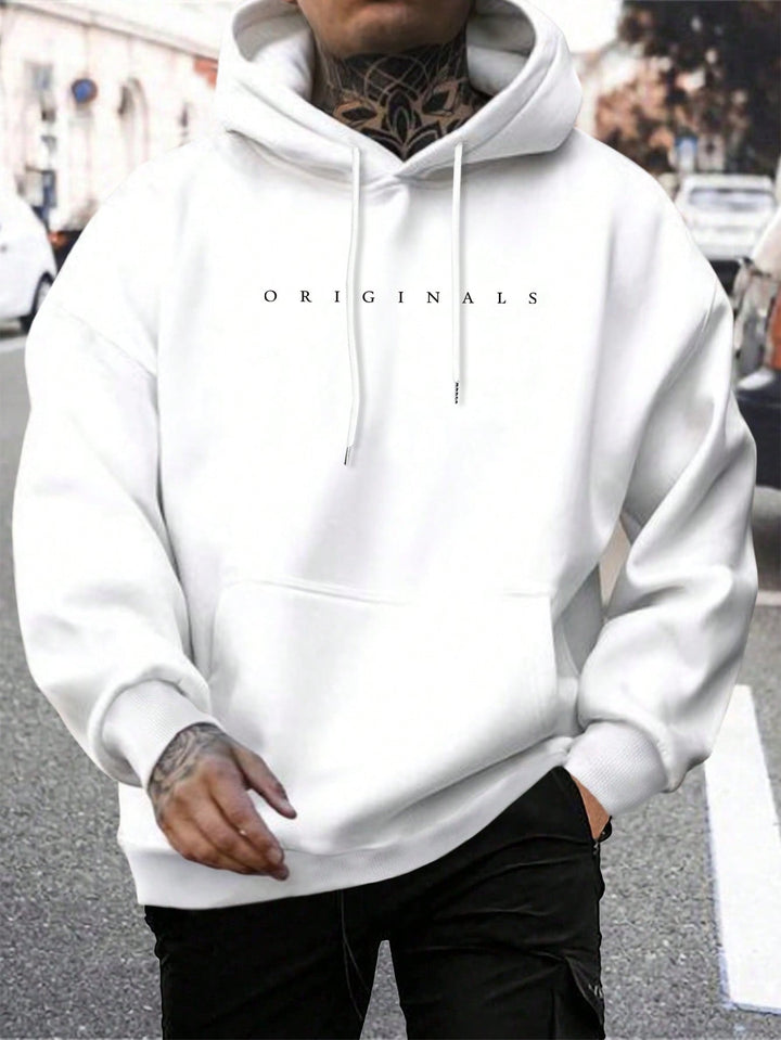 Comfortabele heren hoodie met modieuze letterprint en capuchon, ideaal voor lente en herfst.