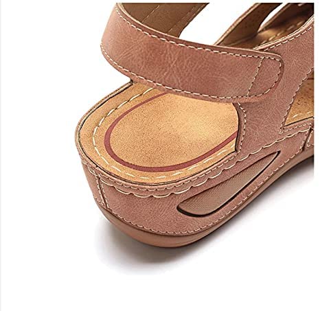 "Orthopedische damessandalen in bohemien stijl, anti-slip zool, duurzaam PU materiaal, zijaanzicht, elegant en comfortabel."