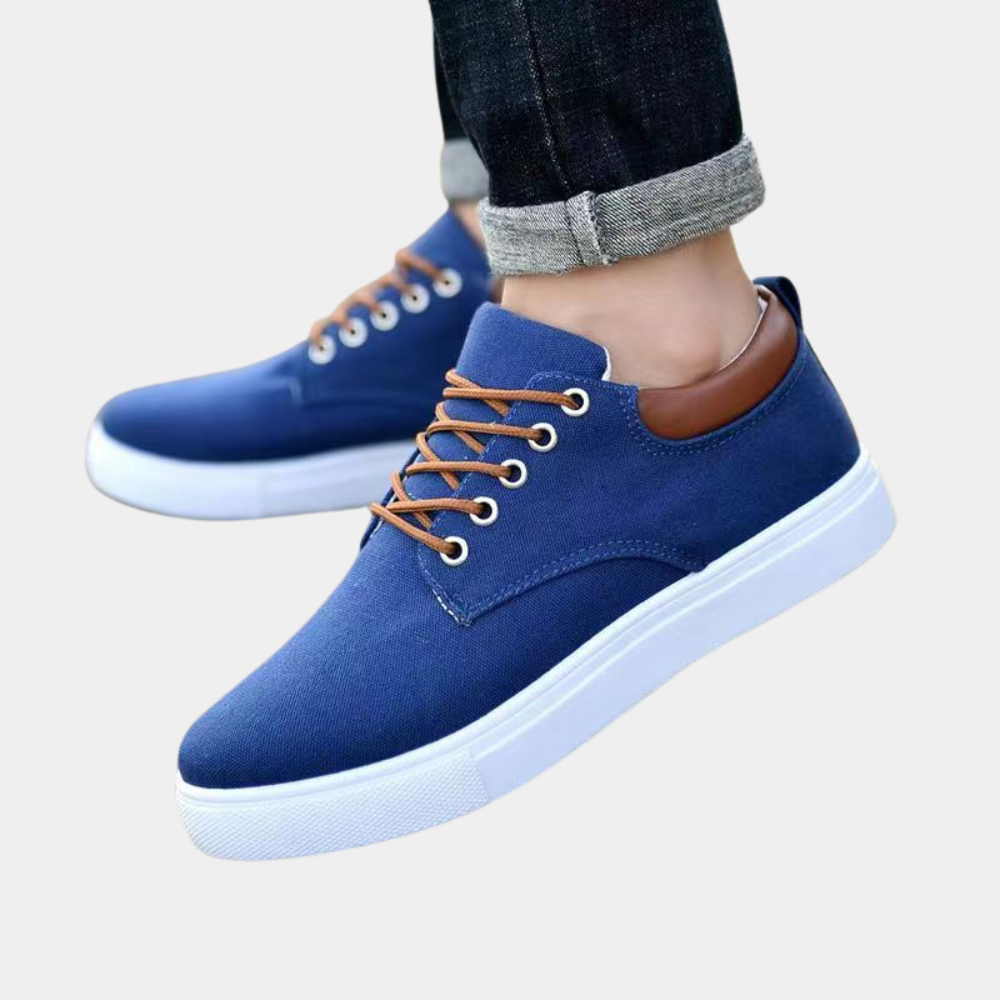 Orthopedische heren sneakers in khaki, zijkant weergave, robuust design, ideaal voor comfort en stijlbewuste mannen.