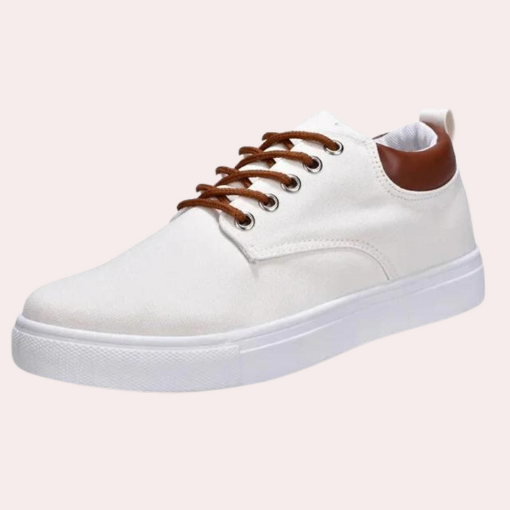 Orthopedische heren sneakers in khaki, zijkant weergave, robuust design, ideaal voor comfort en stijlbewuste mannen.